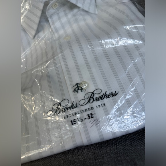 Brookes Brothers Stretch Regent Dress Shirt Non-Iron Twill Stripe 15.5-33 - Picture 6 of 12
